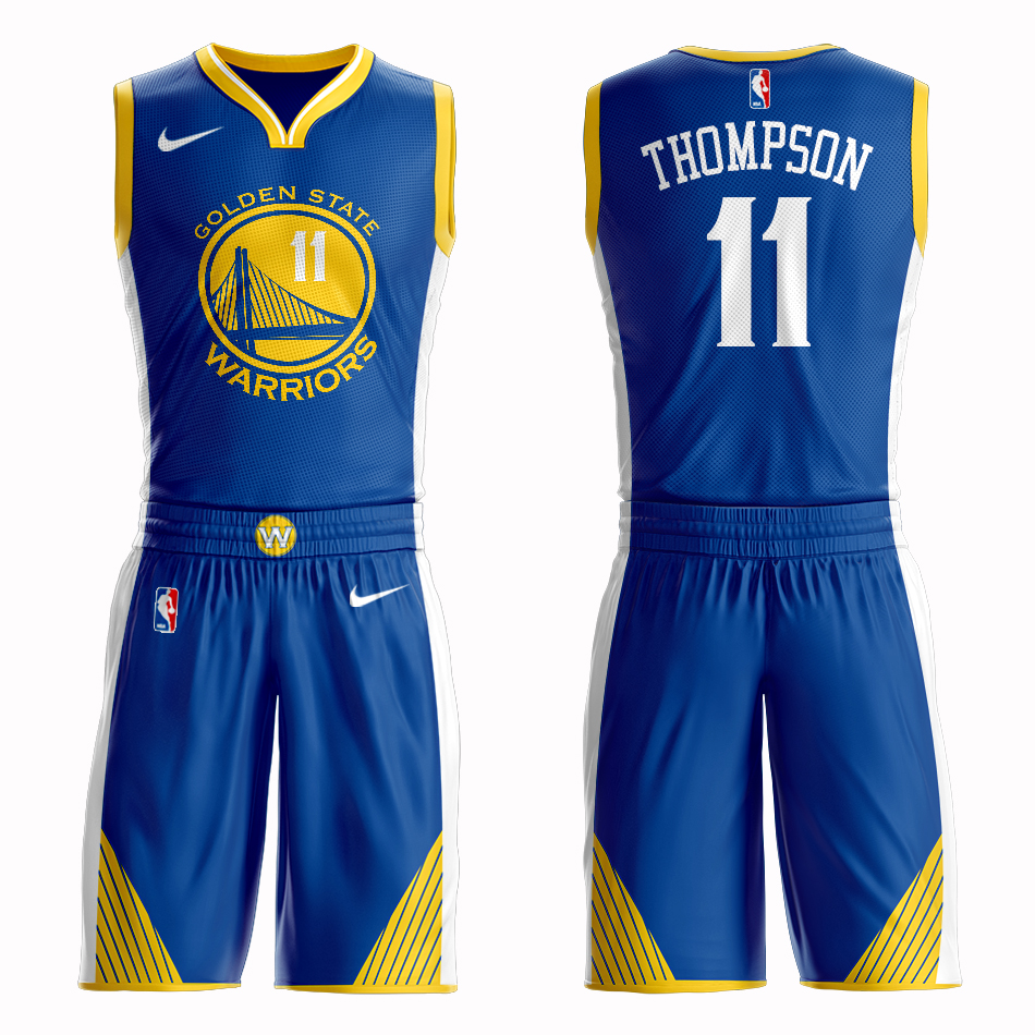 Men 2019 NBA Nike Golden State Warriors #11 Thompson blue Customized jersey->customized nba jersey->Custom Jersey
